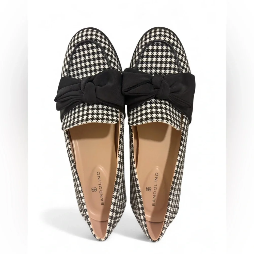 Women’s Bandolino Black and White Houndstooth Slip-On Bow Loafers Sz 7.5 - Picture 6 of 12